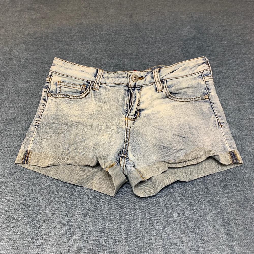 Arizona Jeans Co Cut Off Shorts Women 7 Blue Denim Stretch Light Wash Cuffed Hem